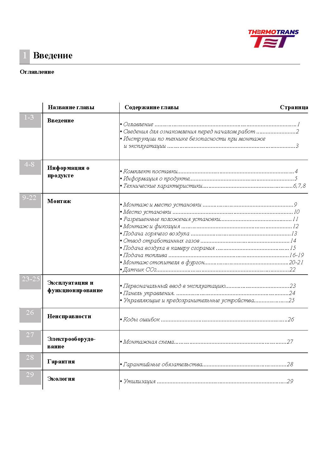 Инструкция по эксплуатации стр. 2 оглавление