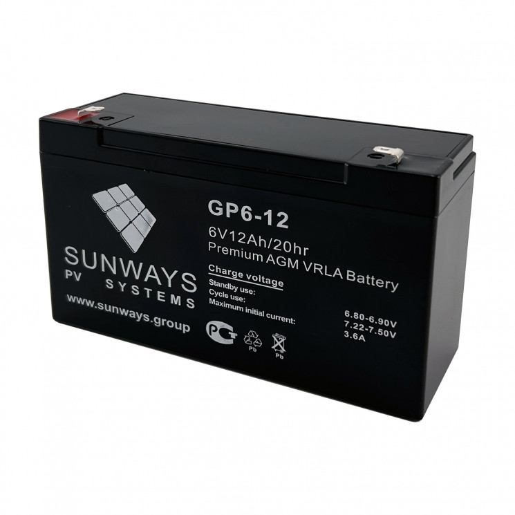 Аккумуляторная батарея SUNWAYS GP 6-12 купить в Уфе