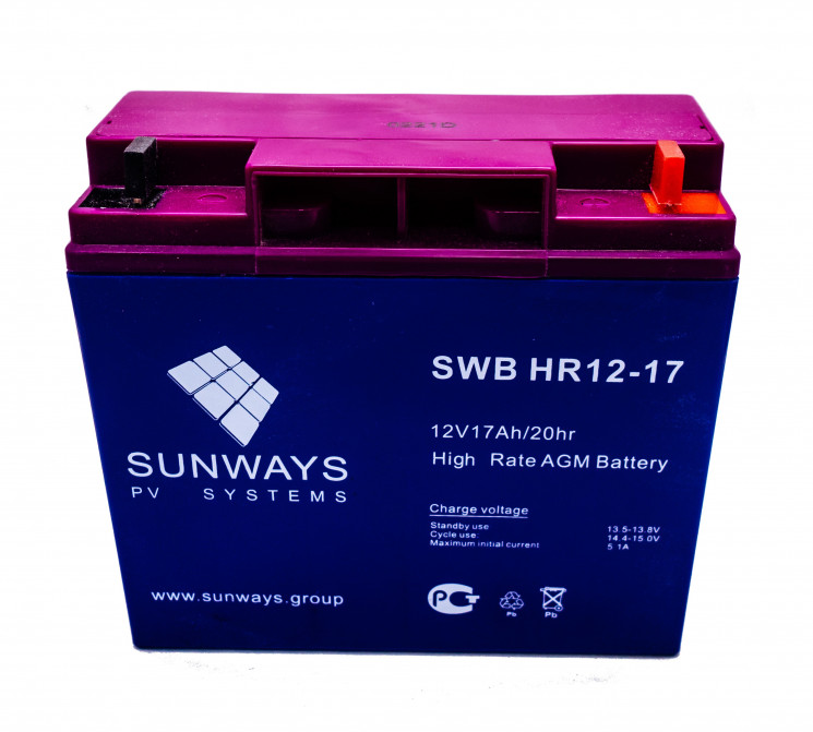 Аккумуляторная батарея SUNWAYS HR 12-17 купить в Уфе